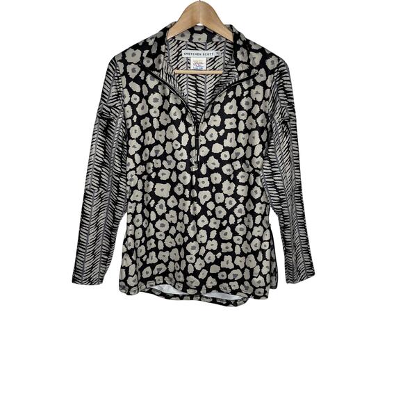 Gretchen Scott Quarter Zip Up Pullover Top Womens Medium Wildcat Zip Pockets - Picture 3 of 12